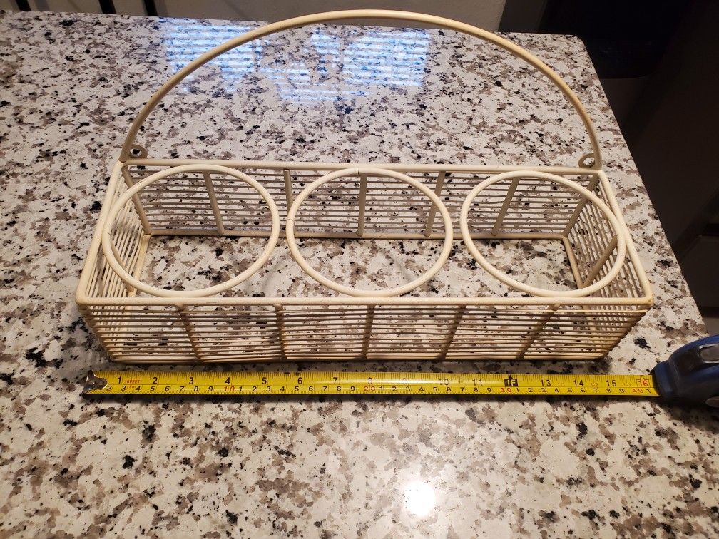 Vintage Wrought Iron 3 Slot Hanging Planter 15 Inches