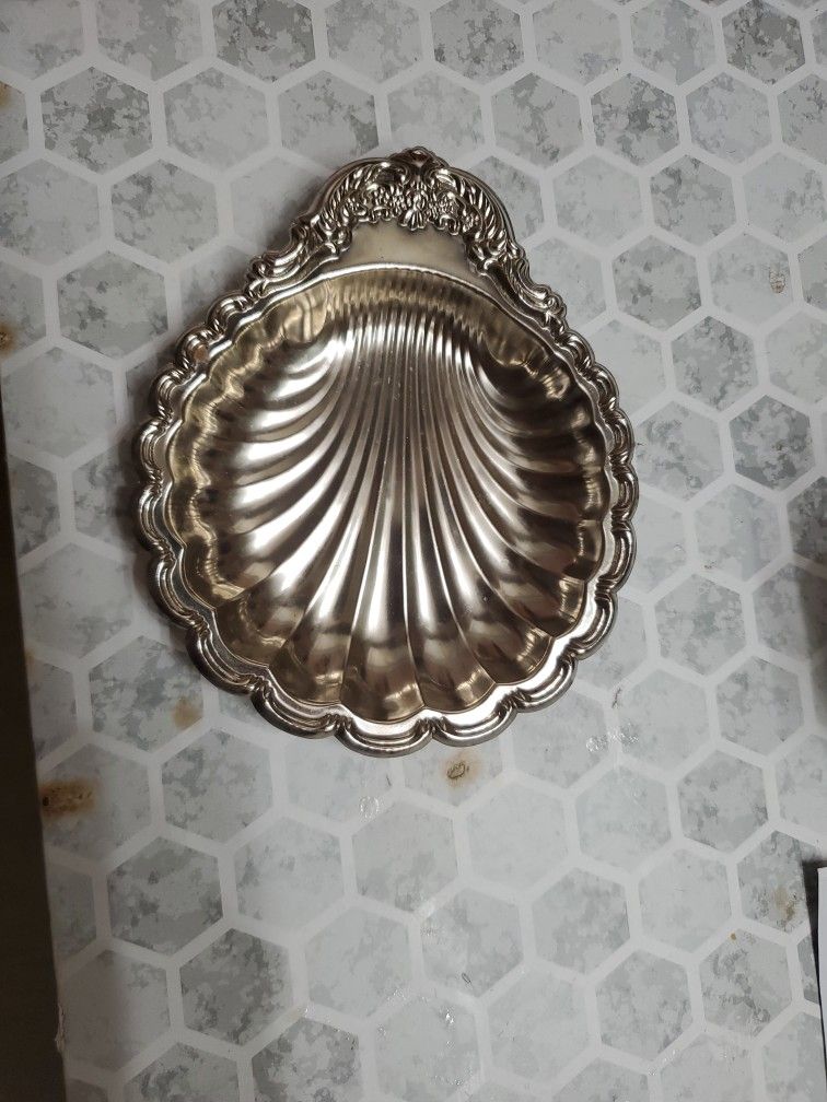 Vintage Webster Company Silver Plated Shell Dish Platter