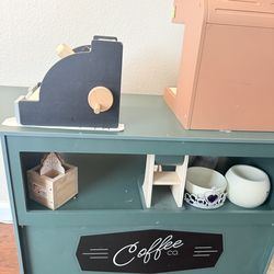 Wooden (hearth and hand) coffee shop with accessories