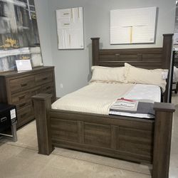 QUEEN BED AND DRESSER SET W/Mattress and Adjustable Base Option