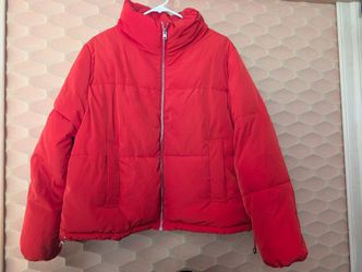 Divided Red Puffer Jacket with High Collar Women Size XL