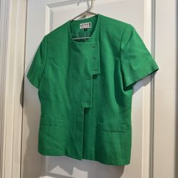 2pc Kasper Vibrant Green Petite Skirt Suit Size 14P