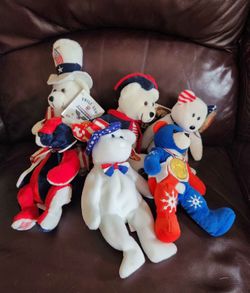 Ty Patriotic Beanie Babies - 6 Bears