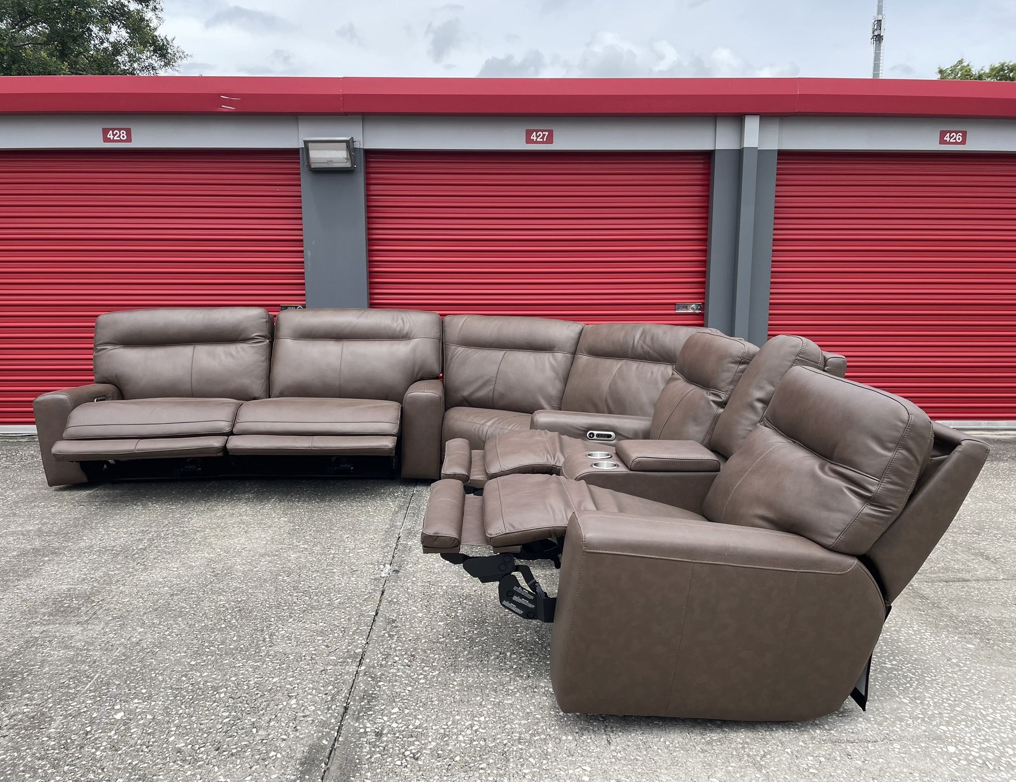 🏷OUTLET | COSTCO Atlas 3-piece Leather Power Reclining Sectional with Power Headrests 💥