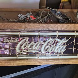 Vintage Coca-Cola Pool Table Light – Stained Glass Style
