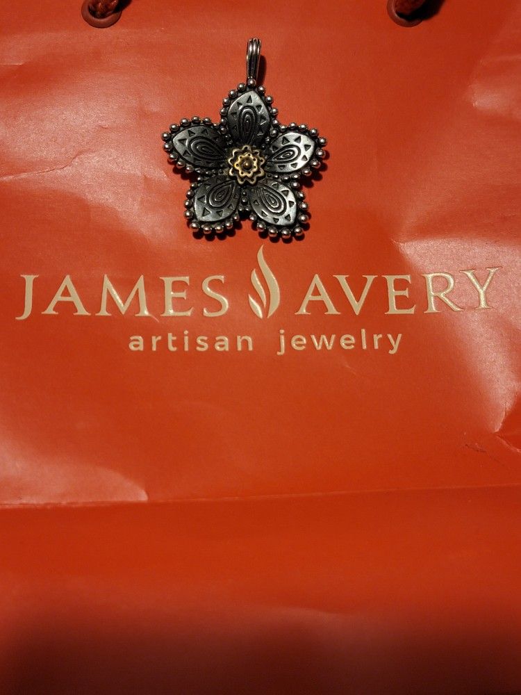 Retired James Avery Silver Beaded Festive Flower Pendant Excellent Condition 