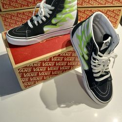 Green Flame Hightop Vans
