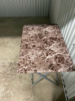 Folding TV Tray Table - Brown Faux Marble Snack Tray