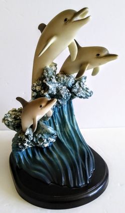 Marine Life Three Dolphins Figurine Statue H = 9.5 inch