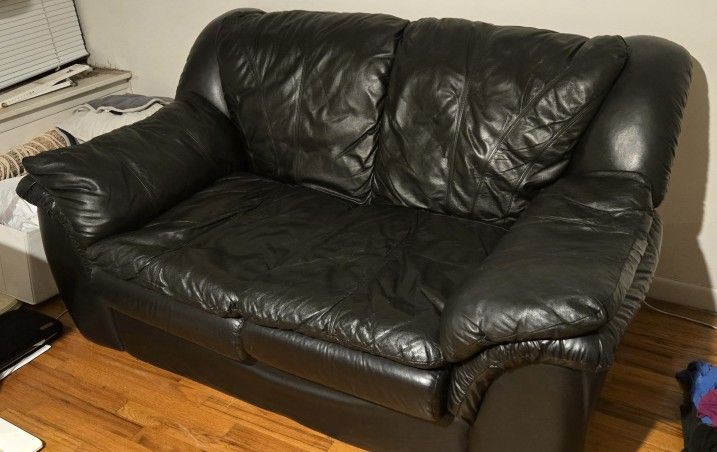 Couch / Loveseat Black Leather