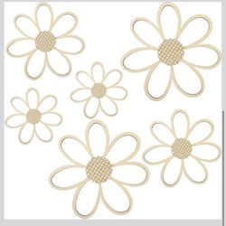 New Thyle 6 Pcs Daisy Wall Decor Wooden Daisy Wall Art Flowers Signs Hanging Plaque for Home Nursery Bedroom Farmhouse Bathroom Decorations Housewarmi