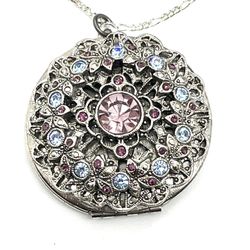 Shimmering Crystal Locket Necklace 