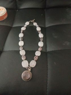Beaded Stone Pendant Necklace