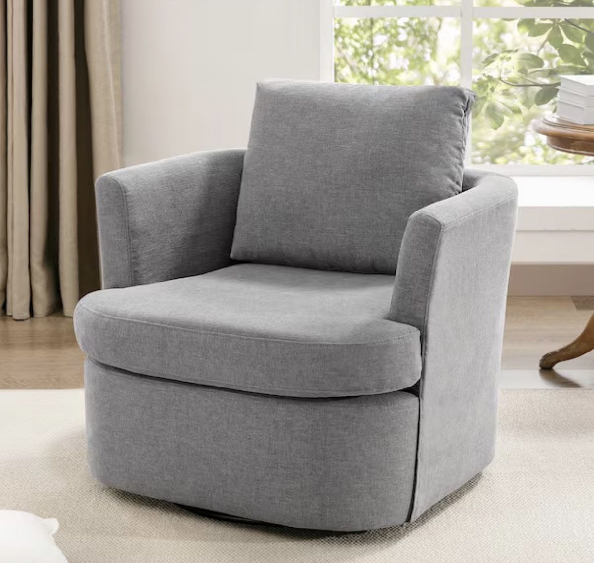 Gray Swivel Fabric Accent Arm Chair