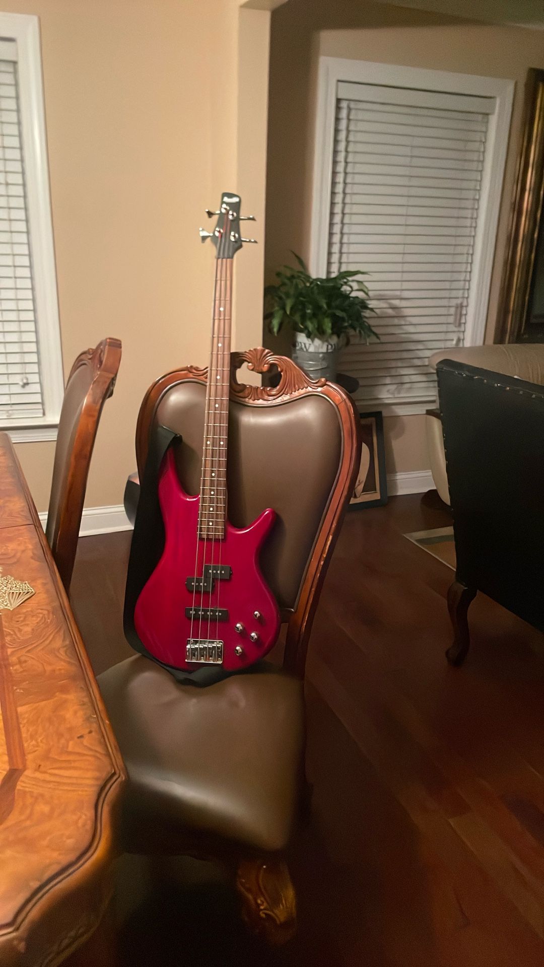 Red Ibanez Bass Guitar