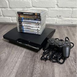 PS3 With Games And Controllers 