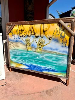 Tiki bar storage shelf