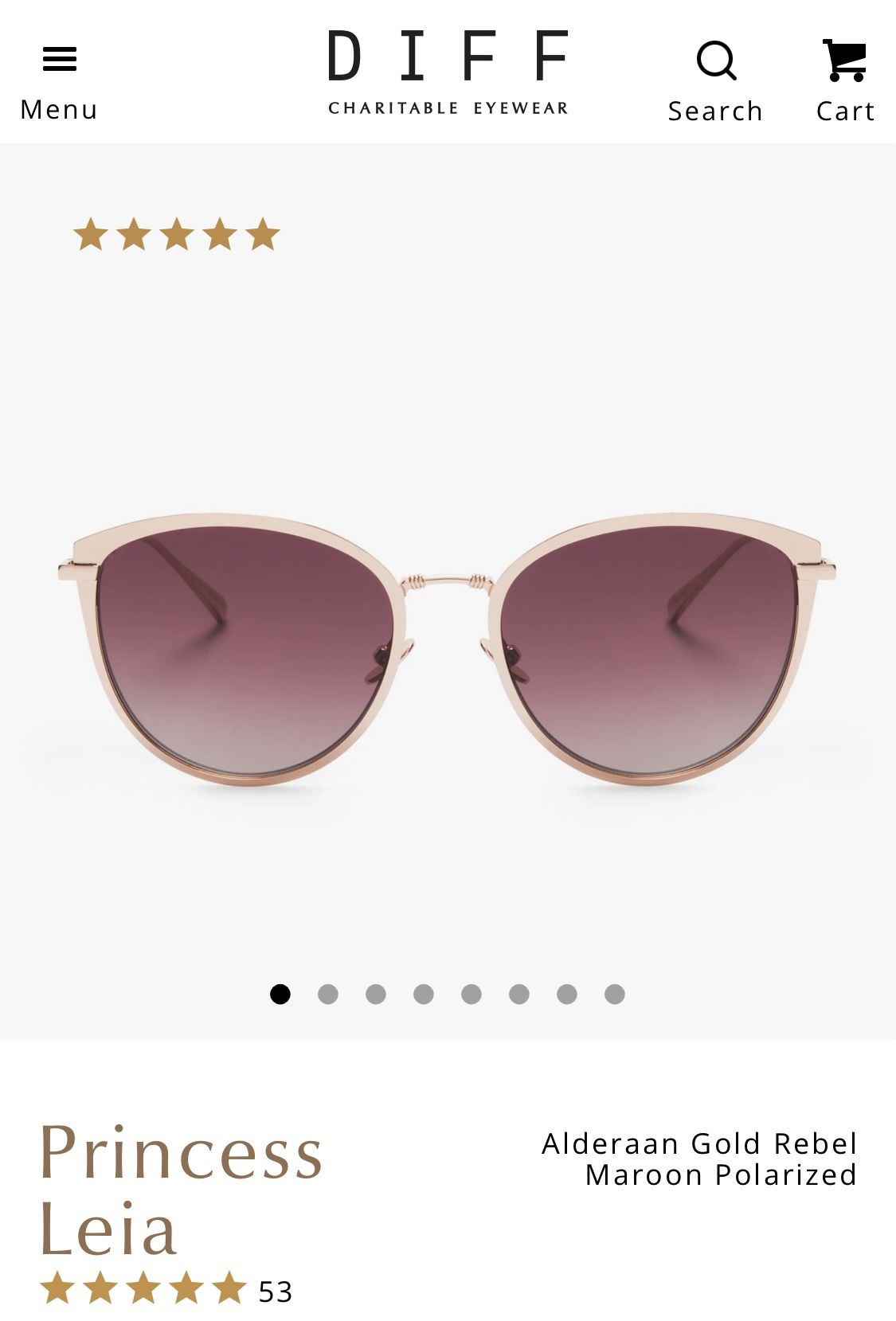 Star Wars Princess Leia -Alderaan Gold Rebel Maroon Polarized Sunglasses