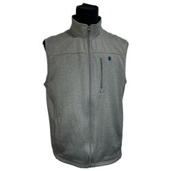 IZOD Men's Advantage Performance Gray Vest Fleece Lined Full Zip Size Large