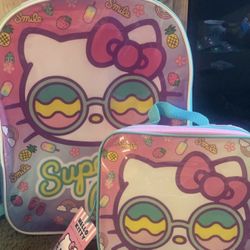 Hello Kitty Back Pack With Lunch Bag Set