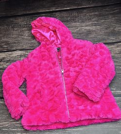 Girls hot pink fur jacket 