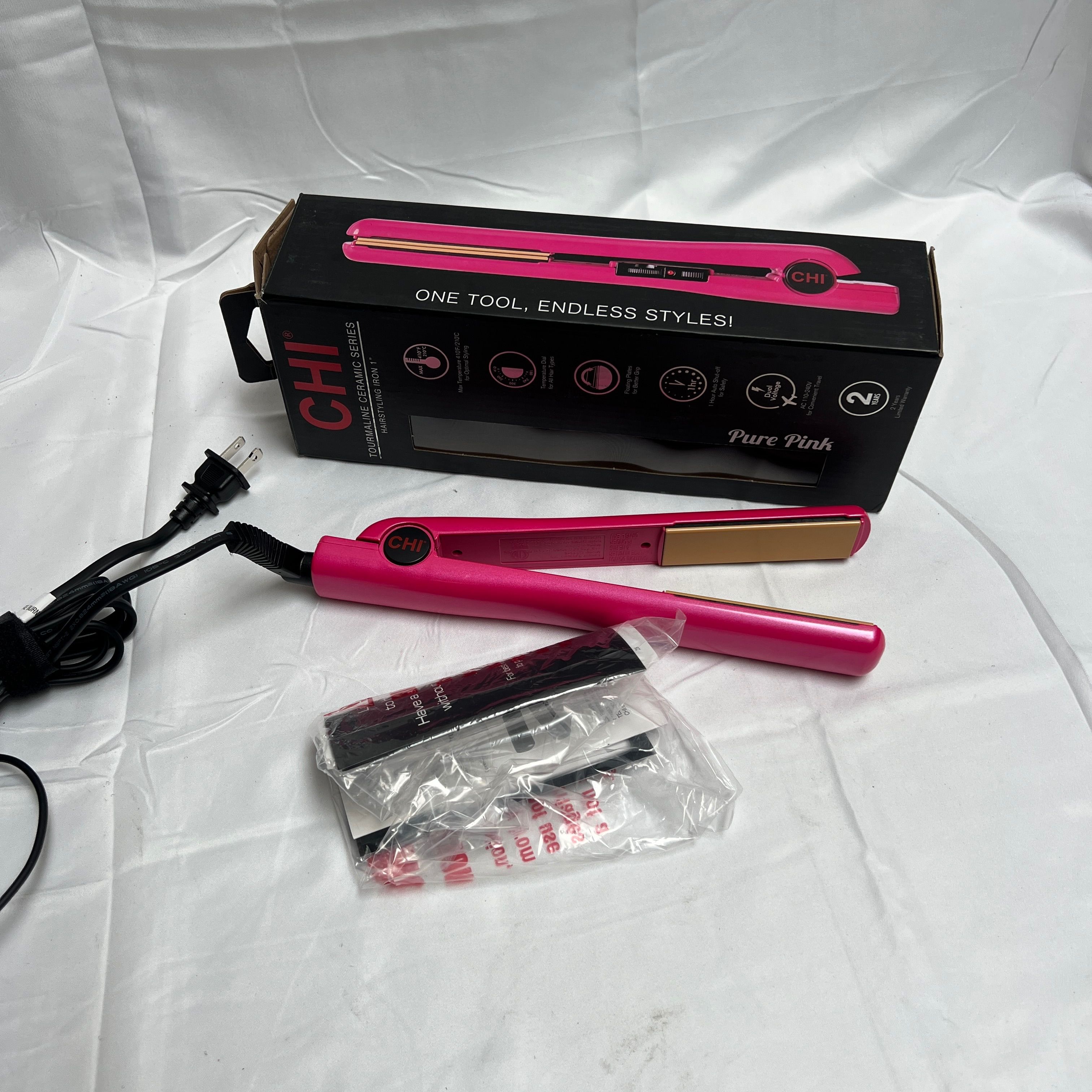 CHI Tourmaline Ceramic Series Flat Iron Hair Straightener - Pure Pink