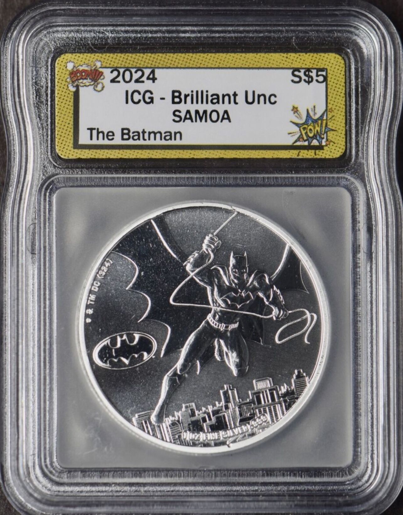 2024 Samoa 5 Dollars • DC Universe Justice League Batman • 1 oz Fine Silver Round • ICG Brilliant Uncirculated • *RARE* Population of 100