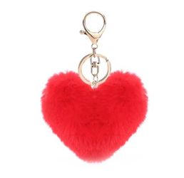 New red pompom heart keychain