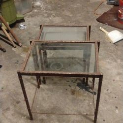 Metal And Glass Stackable Tables