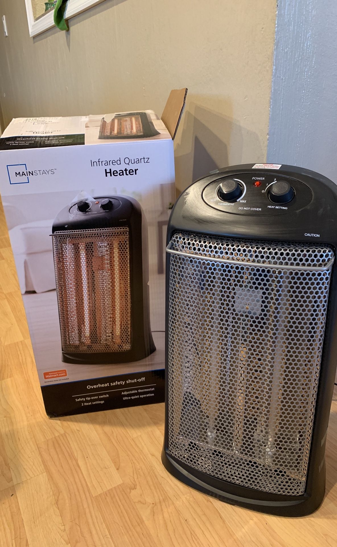 Mainstays Quartz Electric Tower Space Heater, Black