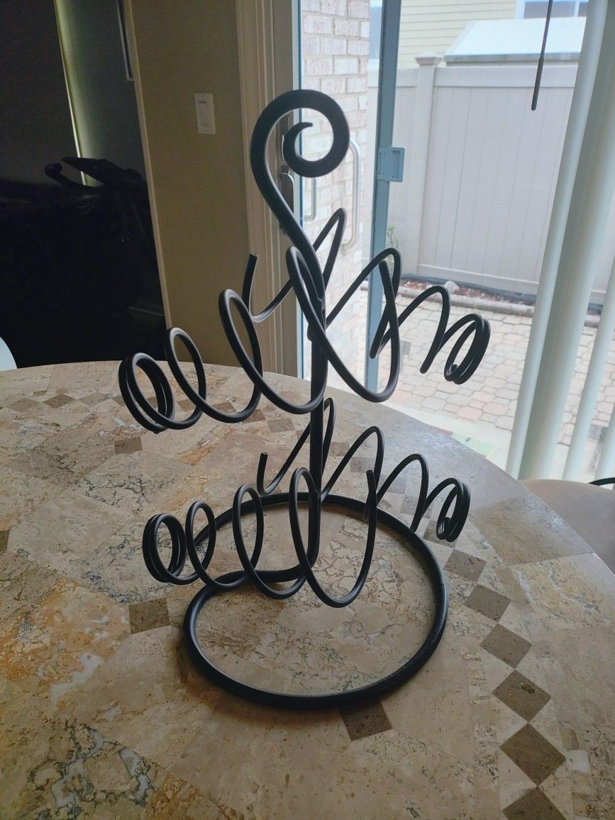 4 Bottle Black Metal Countertop Wine Rack - Bar Supplies - Bar Decor