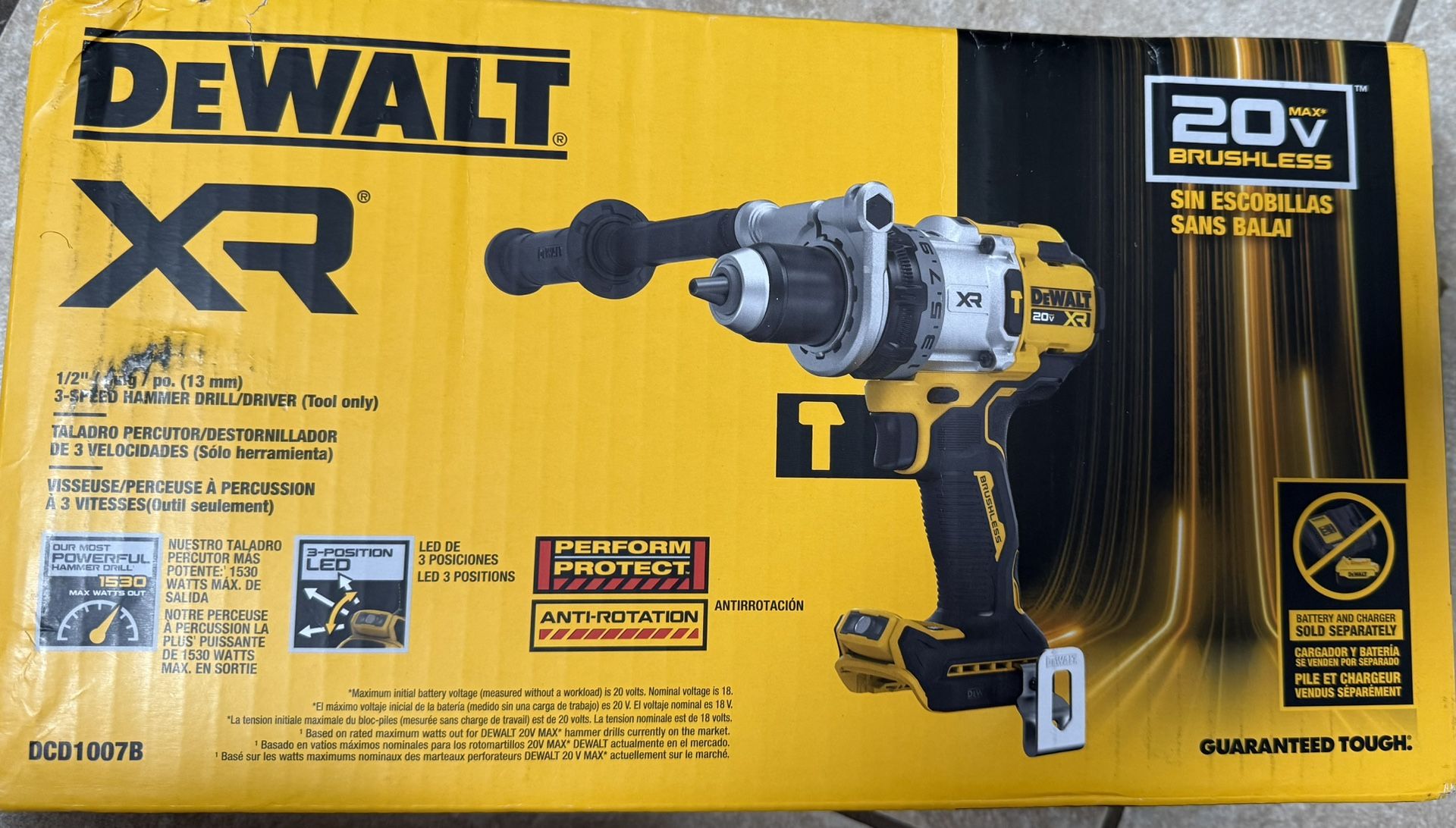 SPECIAL SALE♦️ OUR MOST POWERFUL DEWALT 20V MAX* HAMMER DRILL Brushless Cordless 1/2 in. (Tool Only)