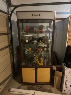 Lighted Glass Curio Display Cabinet with Storage