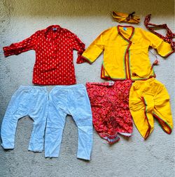 Kids Indian Traditional Outfits - Kurta Pajama and Krishna Costume