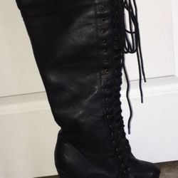 Black Platform Lace-Up Boots 8.5 - Colin Stuart
