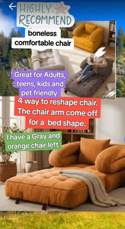 This is a boneless sofa chair changes into four different shapes