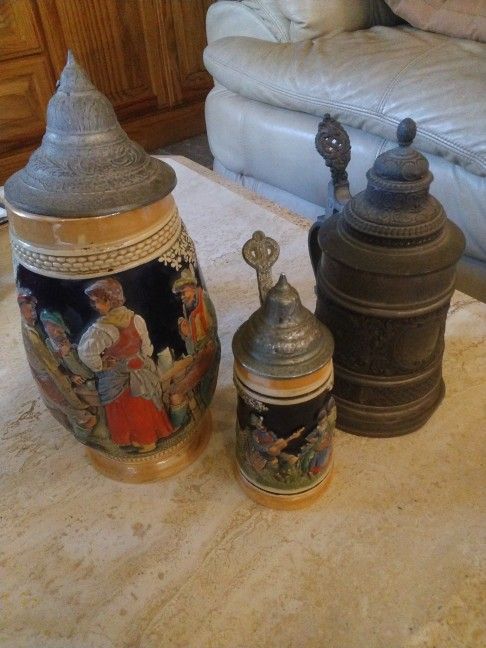 German Steins, Porcelain & Pewter