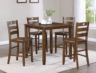 Counter height brown table set 
