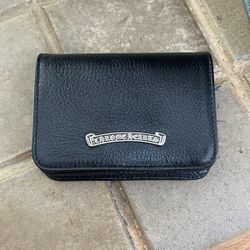 Chrome Hearts Black Leather Wallet Luxury .925 Sterling Silver