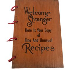 Vintage 1948 Welcome Stranger Wooden Florida Recipe Book  This book used to have recipes which are not available anymore.This vintage 1948 Welcome Str