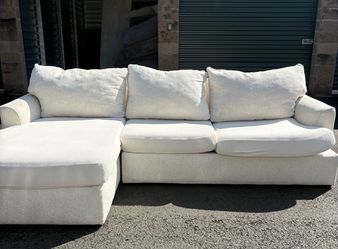 Living Spaces Cream Sleeper Sofa w/ Chaise