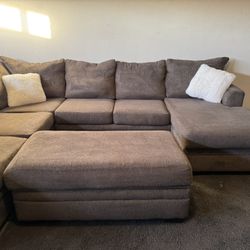 Gray Sectional Sofa Couch Sala Ottoman 