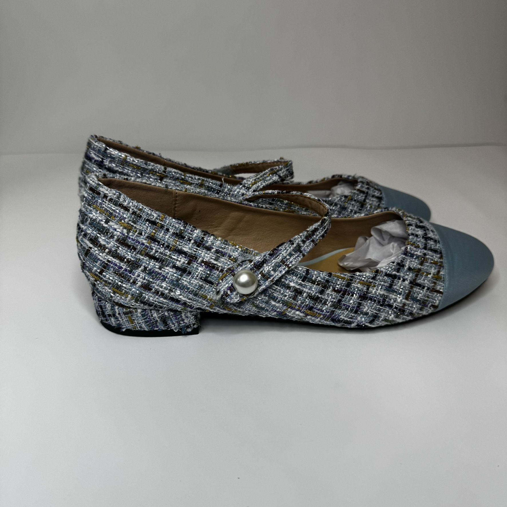 C.Paravano Women's Round Toe Ballet Flats with Strap | Comfortable Tweed Mary Jane Flats | Elegant Casual Flat Shoes for Work, Office, Party, or Casua