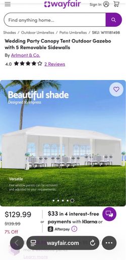 Wedding Party Canopy Tent Outdoor Gazebo with 5 Removable Sidewalls