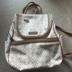 White And Gold Backpack Purse