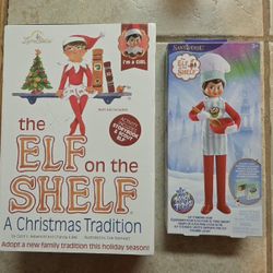 Elf on the Shelf-A Christmas Tradition/ Girl Doll & Book with Christmas Chef outfit.