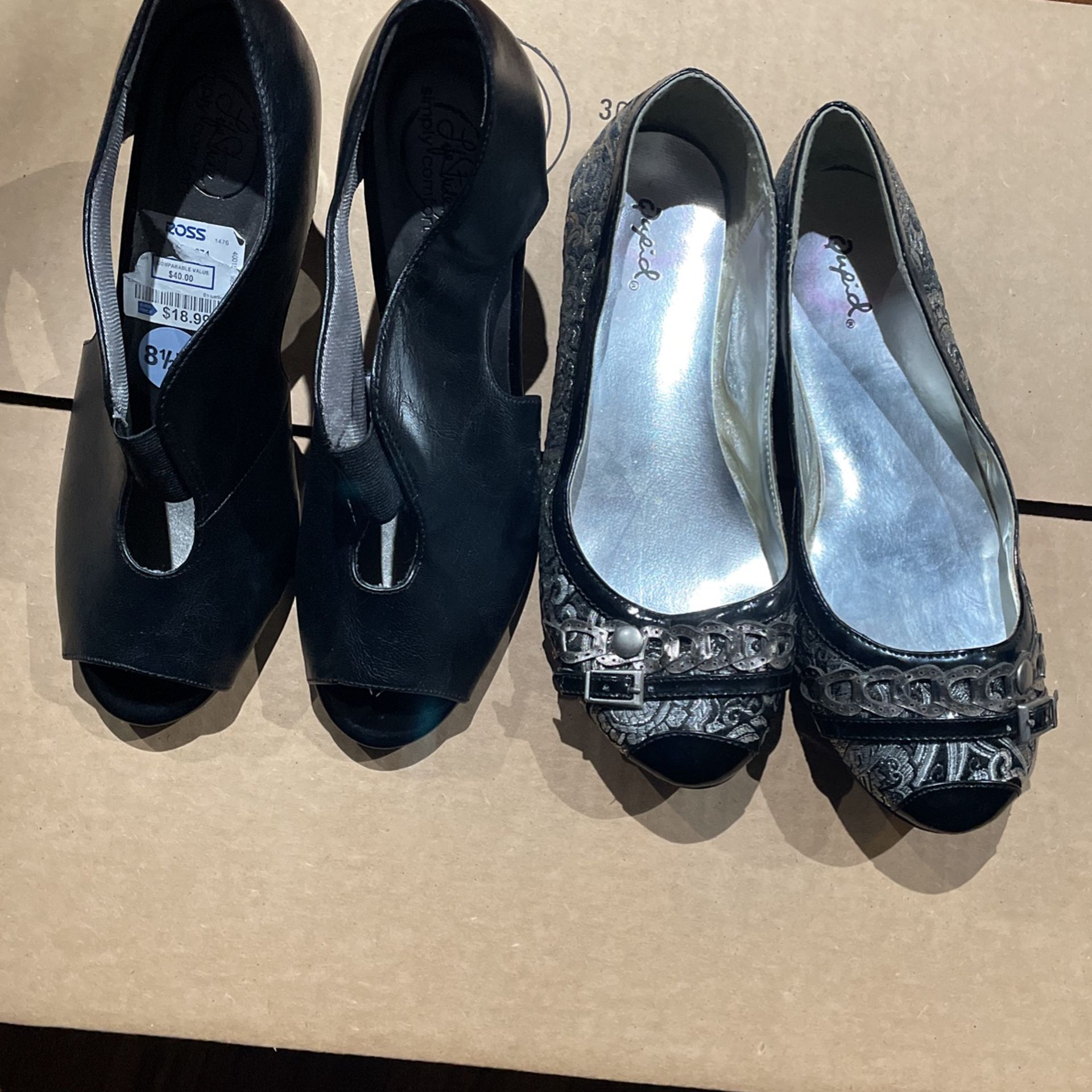 Two Pair Of Dressed Shoes One With Hight Hills And One Low Size 8 1/2