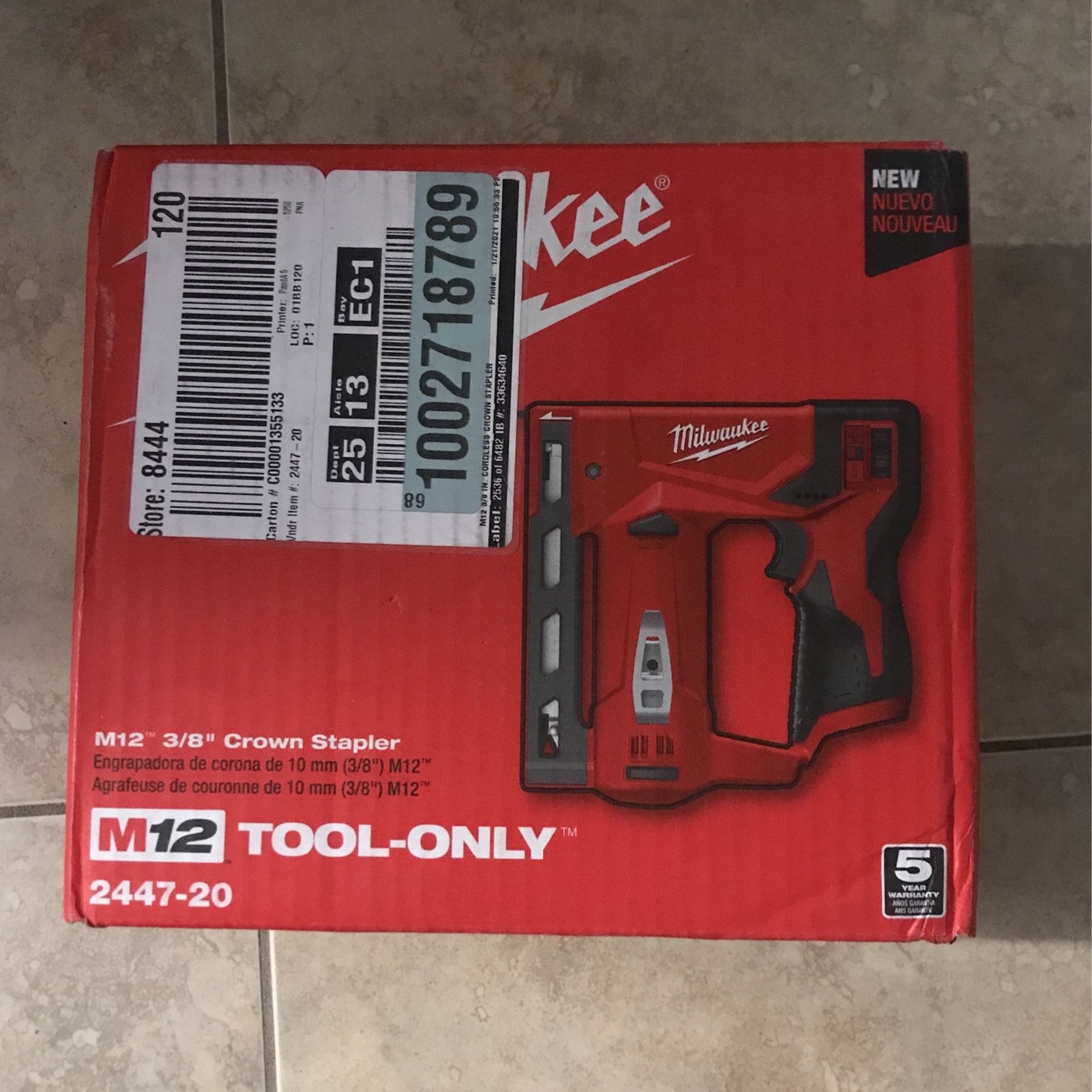 New Milwaukee M12 3/8 Crown Stapler