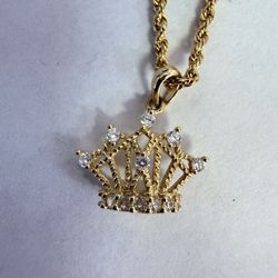 10K Gold & CZs Crown Charm