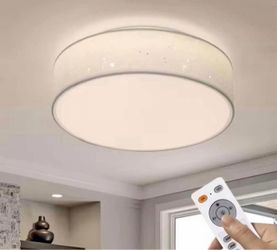 TOZING 15 in. Modern White Integrated LED Dimmable Novelty Star Cloth Cover Flush Mount Ceiling Light Fixture for Bedroom
